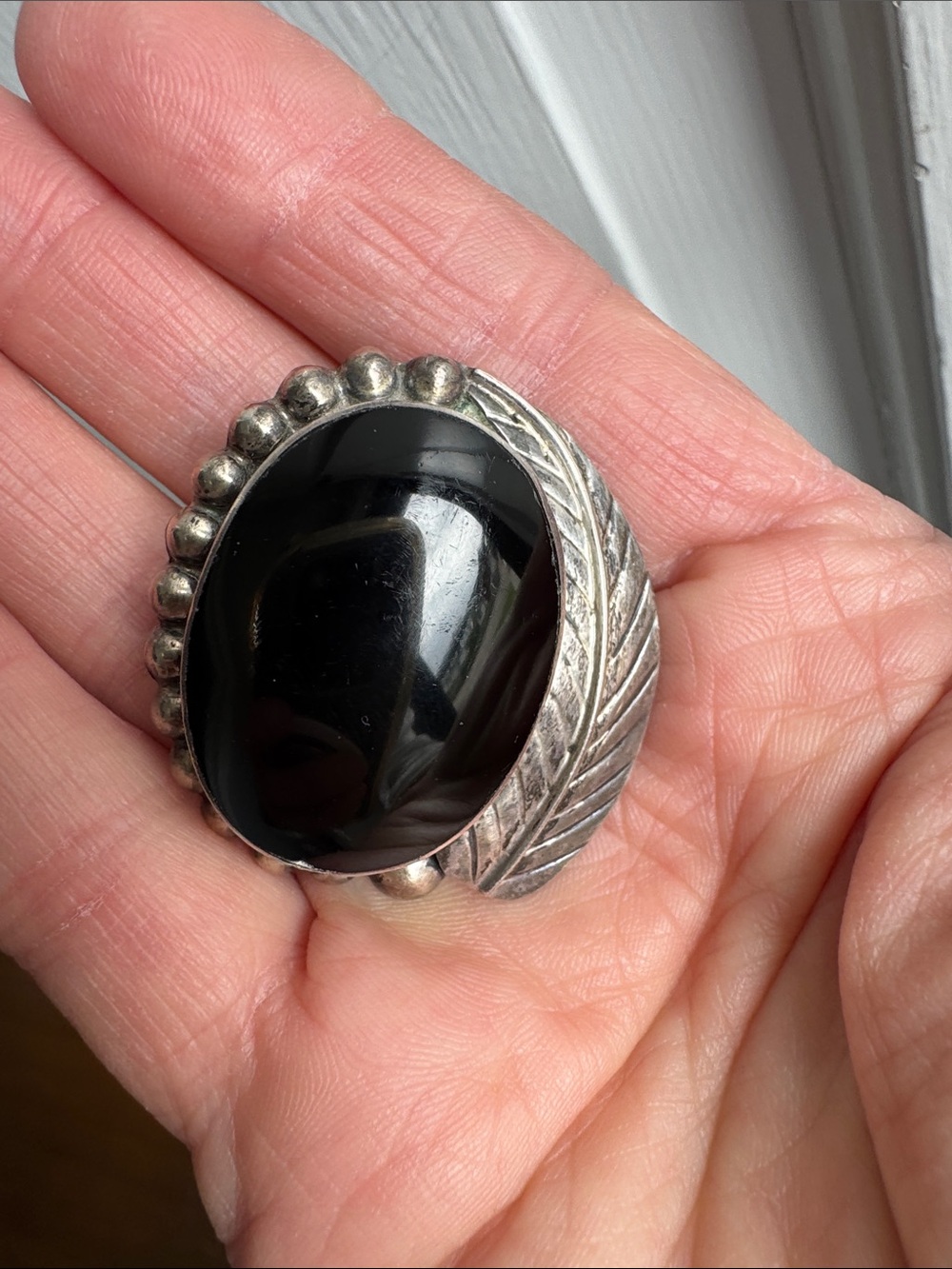 NATIVE AMERICAN STERLING SILVER AND ONYX PENDANT BROOCH PIN MEXICO